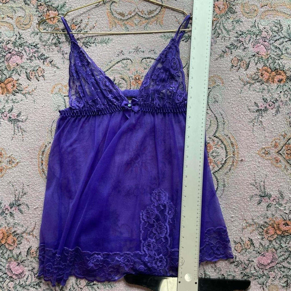 Vintage Frederick’s of Hollywood Purple Lace Babydoll Slip Dress – Y2K Lingerie - Picture 7 of 8